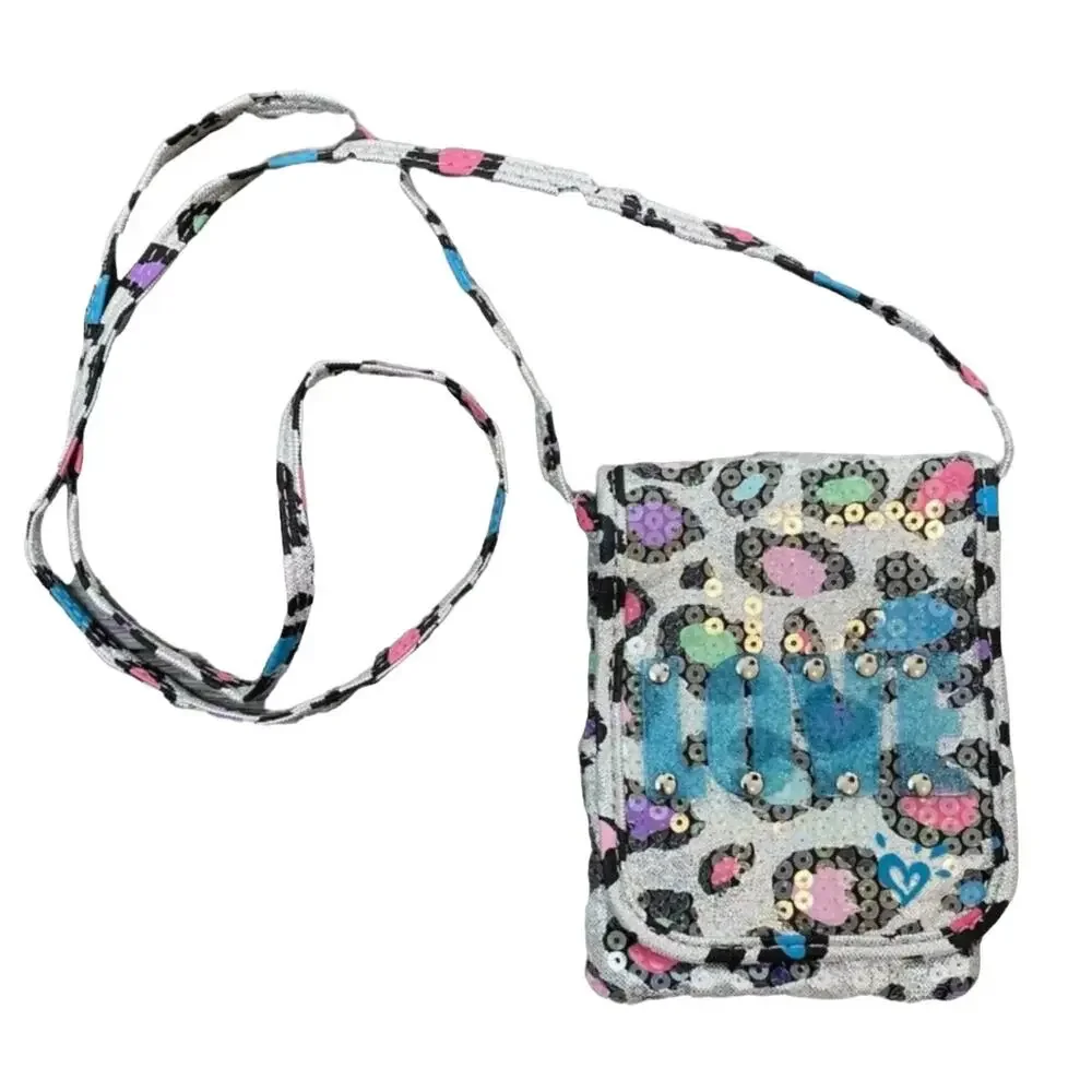 Lot of 2 Justice Purses Pink with Straps and White Blue Cheetah Print